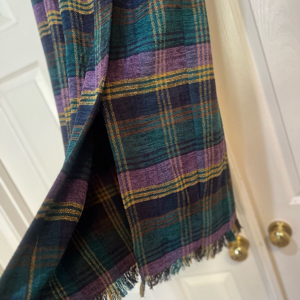 Vintage Plaid Midi blanket Skirt Purple Green preppy chic office casual size 10 - Picture 5 of 14